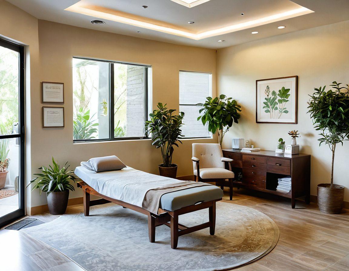 A serene and inviting wellness center with warm natural light illuminating a consultation room filled with plants and soft furnishings. In one corner, a friendly oncologist speaks compassionately with a diverse patient, showcasing hope and support. Infographics on the wall display the latest oncology insights visually. The atmosphere embodies tranquility and empowerment, emphasizing patient-centered care. soft pastel colors. warm lighting. inviting space.
